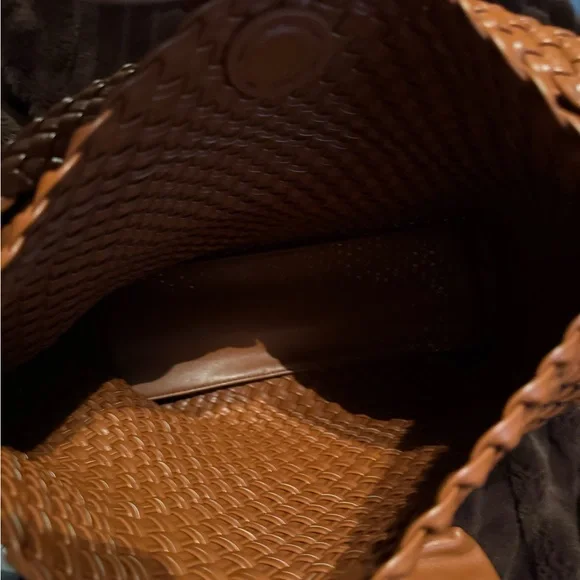 Anthropology Elegant Brown Woven Tote Bag - Picture 2 of 6